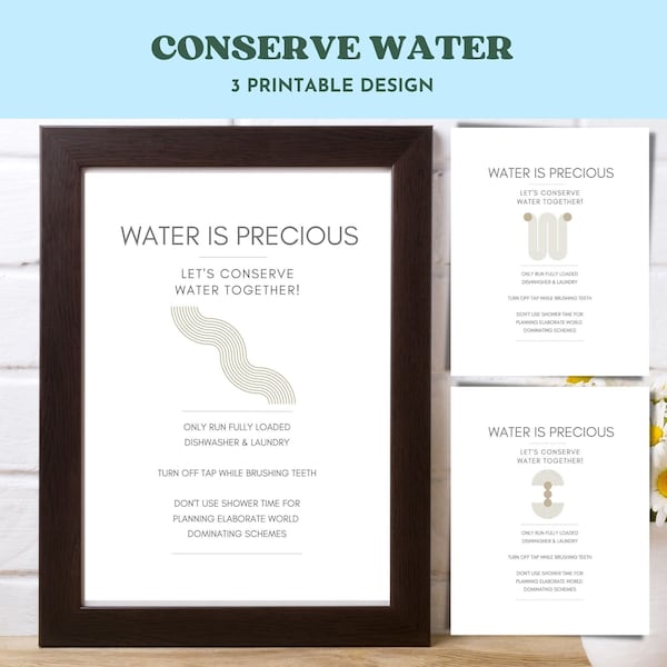 Conserve Water Sign - Save Water Sign - Instant Download