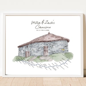O Cebreiro - Carte postale numérique personnalisée Camino - Faits saillants du Camino de Santiago - Carte personnalisée des sentiers - Galice Espagne