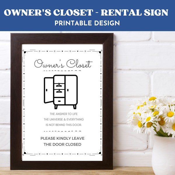 Owners Closet Sign - Closet Door Sign - Instant Download