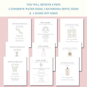 Printable Signs for Rental - Conserve Water Sign - Septic Sign Bathroom - Shoes Off Sign