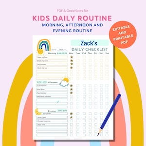 Kids Daily Routine Chart - ADHD Planner - Printable Planner