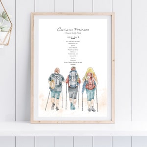 Camino Familieportret voor maximaal 5 personen - Aangepast digitaal portret van foto - De Weg van St. James - Camino Del Norte - Buen Camino