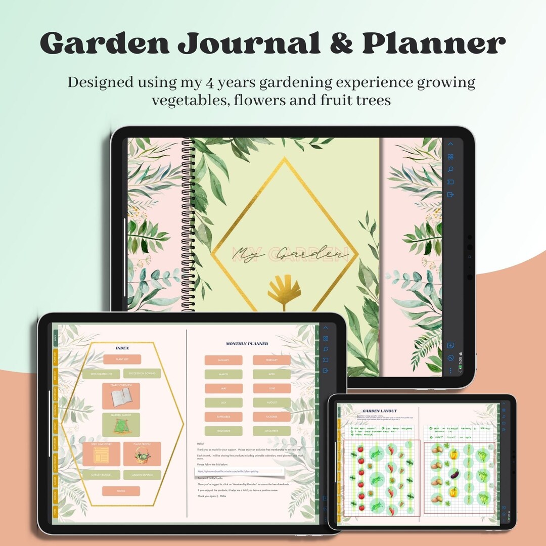 Digital Garden Planner - Flower Garden Planner - Plant Care Tracker ...