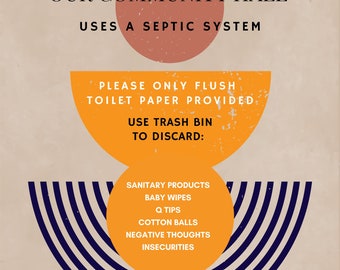 Septic Tank Sign - Septic Bathroom Sign - Toilet Paper Only Sign - Mid Century Wall Art - Printable Sign