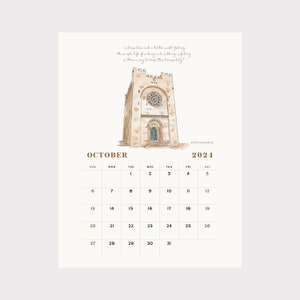 Calendario del Camino - Octubre 2024 - Planificador Mensual Camino Francés - Portomarín, España - Camino Últimos 100km - Descarga Instantánea