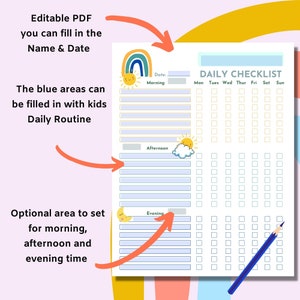 Kids Daily Routine Chart - ADHD Planner - Printable Planner image 2
