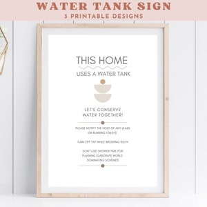 Stampa delle regole dell'acqua - 3 disegni stampabili - Cartello Conserva acqua - Cartello Airbnb