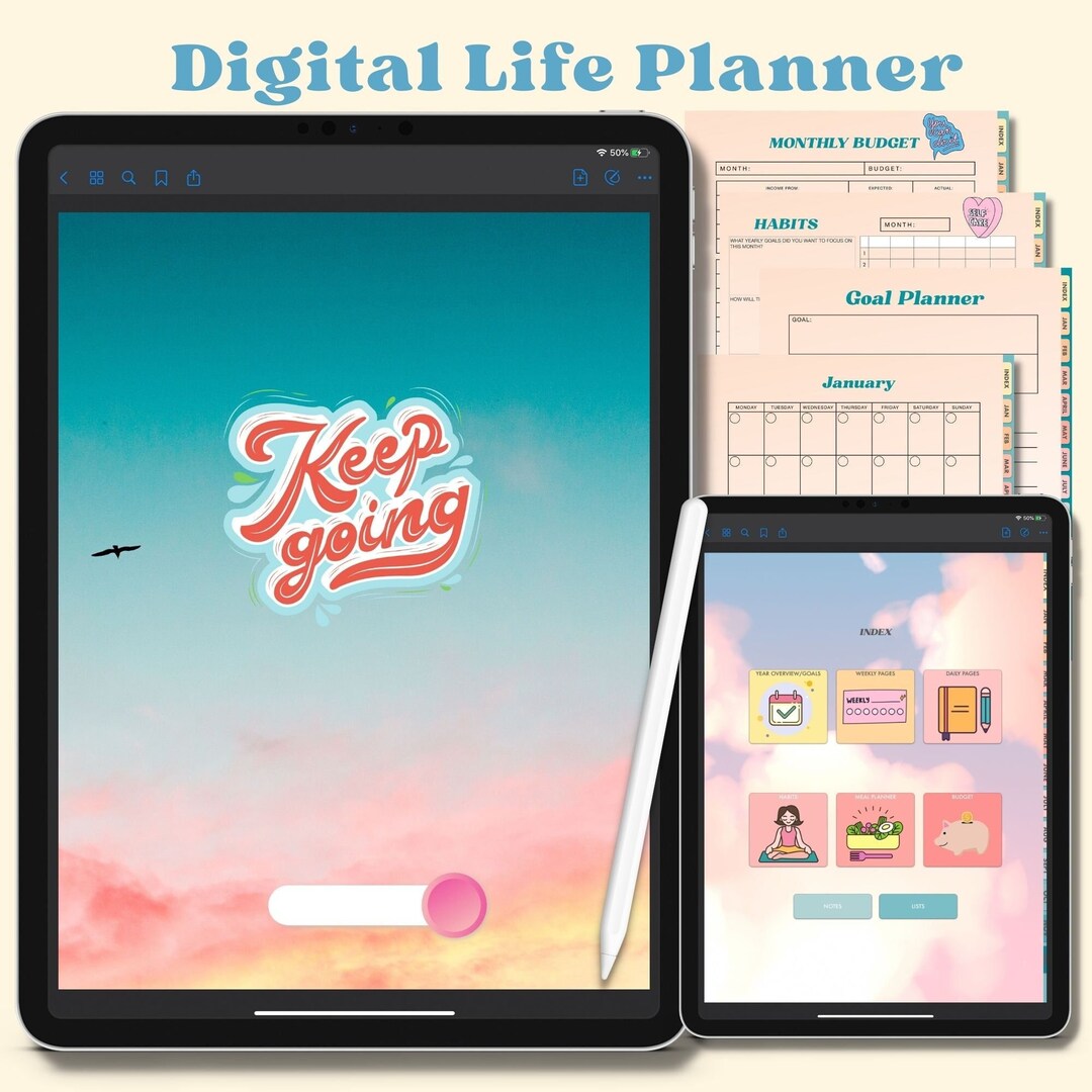 Goodnotes Digital Monthly Planner - Aesthetic Sky - ADHD Digital Planner - Habit Tracker ...