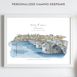 Camino portugais - Souvenir numérique Camino - Cadeau de Noël personnalisé - Redondela - Pontevedra - Tui