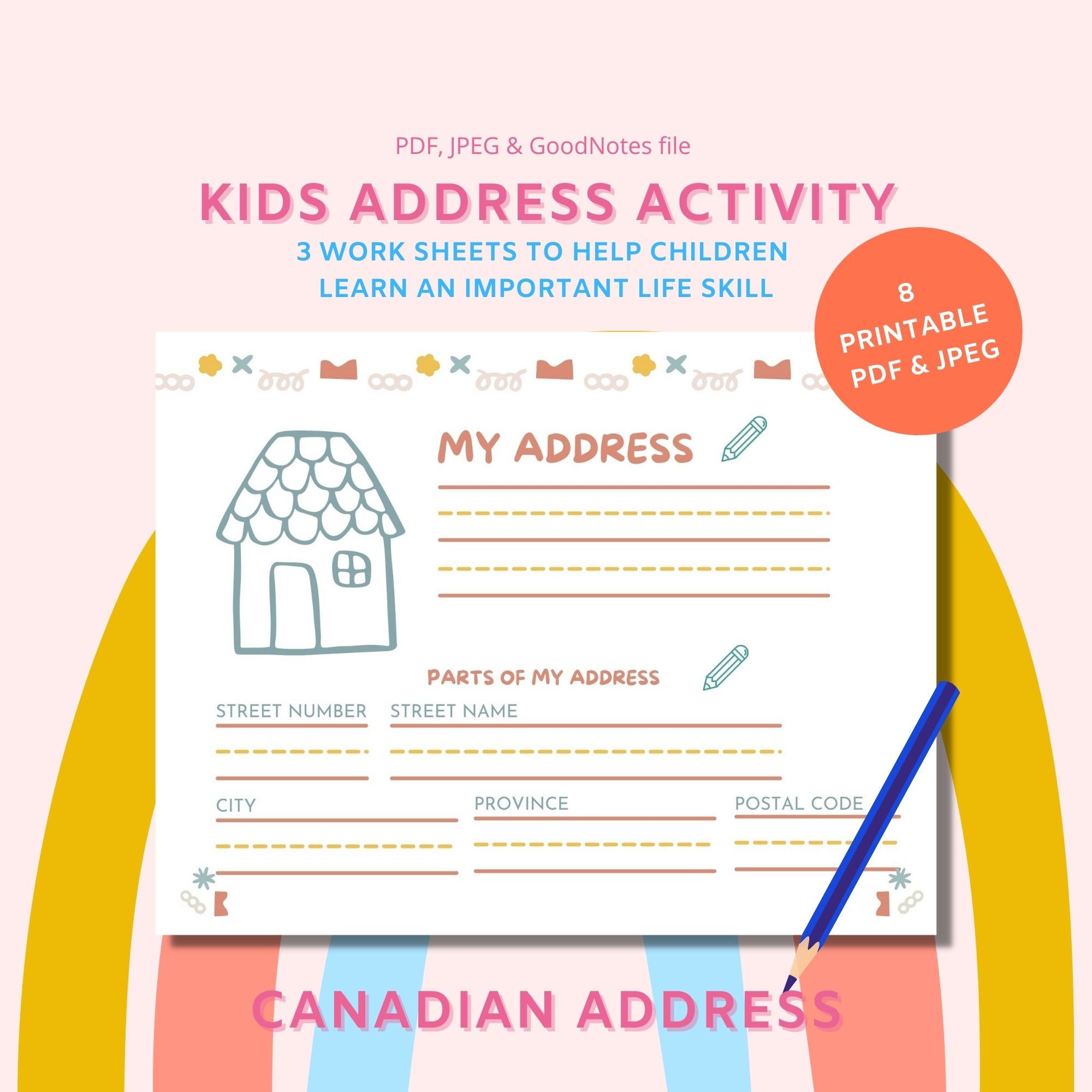 Kids Printable Busy Book Activity Address Practice Homeschool Learning ...