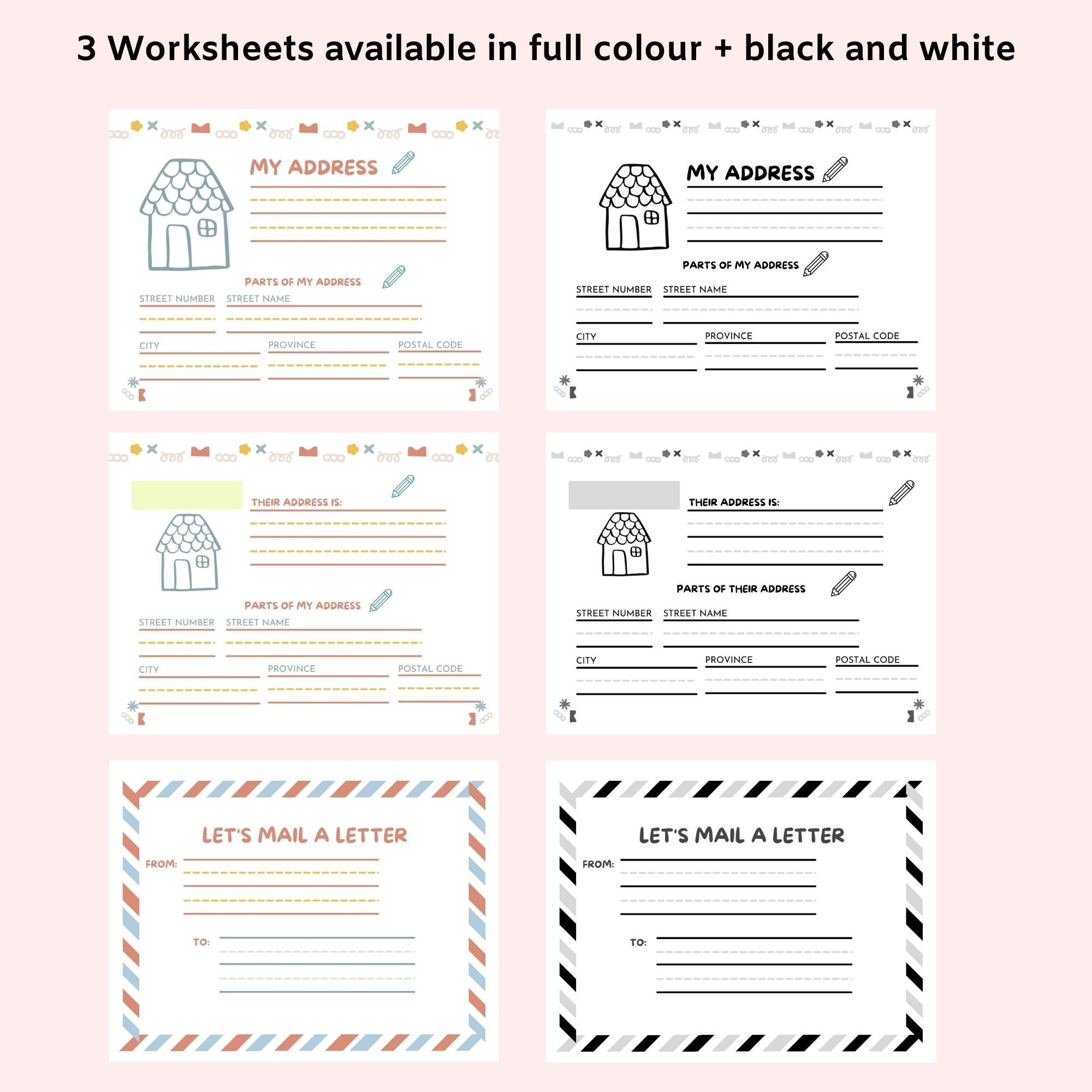 Kids Printable Busy Book Activity Address Practice Homeschool Learning ...