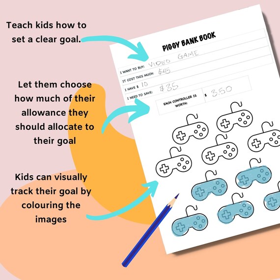 Printable Kids Saving Tracker Visual Aid Budget Planner for - Etsy