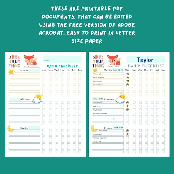 Printable Adhd Daily Routine Chart