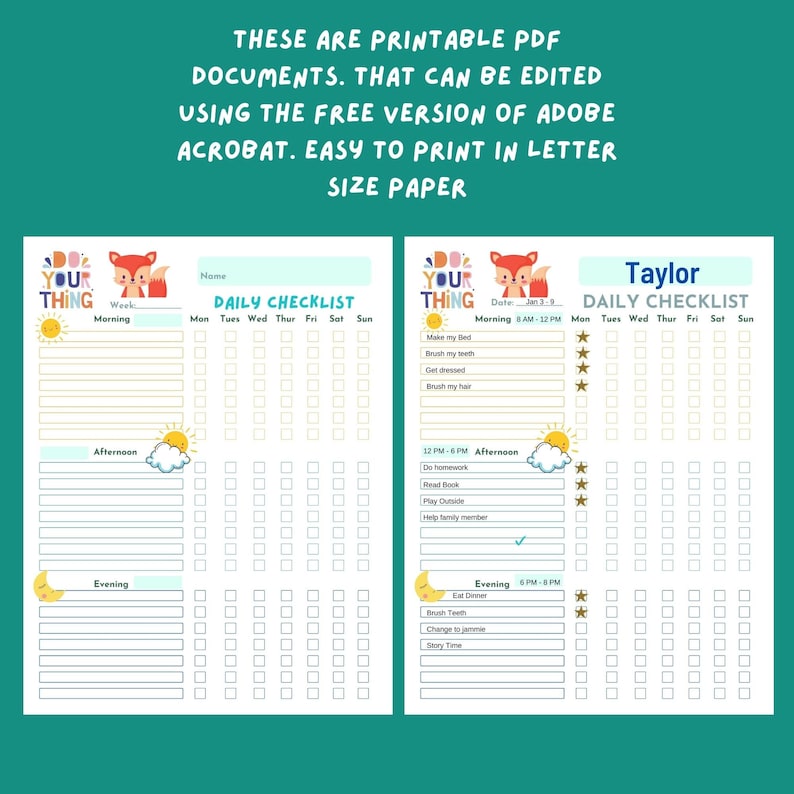 Buy Kids Daily Routine Chart ADHD Planner Printable Planner Online in ...