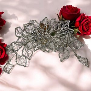 Floral Silver Bridal Crystal Headpiece , Tiara, Headband, Headpiece Crown, wedding Headpiece