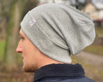 Slouch Long Beanie Winterbeanie Muetze mit Stickmotiv Thorhammer 51105 grau Slouch Long Beanie Winterbeanie Muetze mit Stickmotiv Thorhammer 51105 grau