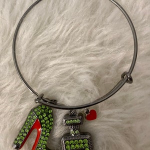 Love shoes and perfume bangle - Green bling
