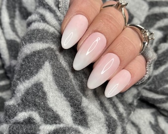 Pink & White Baby Boomer Gel Press On Nails