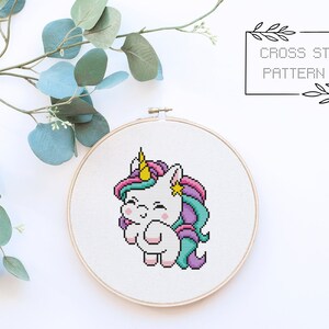 Unicorn Cross Stitch Pattern Simple Unicorn Cross Stitch Modern Cross Stitch Instant PDF Download Unicorn Xstitch Cute Unicorn Cross Stitch