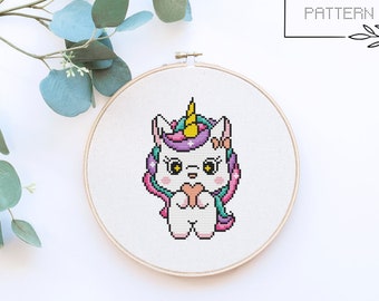 Unicorn Cross Stitch Pattern Simple Unicorn Cross Stitch Modern Cross Stitch Instant PDF Download Unicorn Xstitch Cute Unicorn Cross Stitch