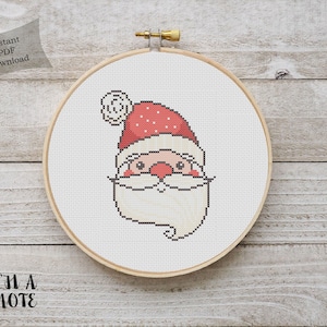 Navidad Santa Punto de Cruz Patrón Navidad Punto de Cruz Imprimible PDF Descarga Instantánea Santa Bordado Navidad Punto de Cruz PDF