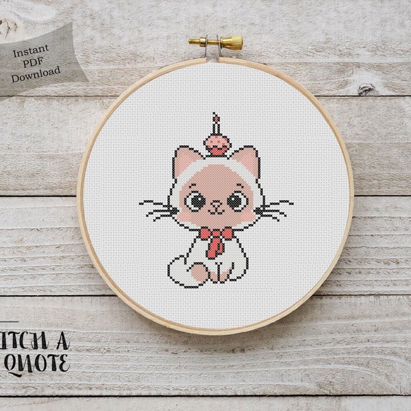 Cat Cross Stitch Pattern Cat Modern Cross Stitch PDF Pattern Cat Cross Stitch Cat Embroidery Instant Download Cute cross stitch