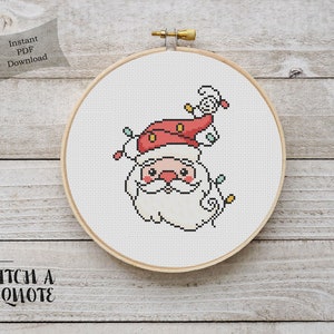 Christmas Santa Cross Stitch Pattern Christmas Cross Stitch Printable PDF Instant Download Santa Embroidery Christmas Cross Stitch PDF