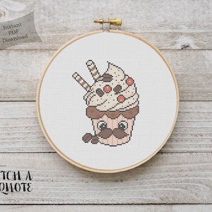 Simple Cross Stitch Cute Cross Stitch Pattern Cupcake Cross Stitch Chart Instant Digital PDF Download Xstitch Pattern Kawaii Cross Stitch