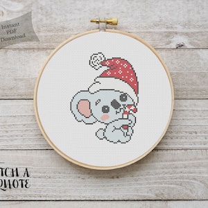 Natal ponto cruz padrão coala ponto cruz imprimível pdf download instantâneo natal ponto cruz natal animal ponto cruz