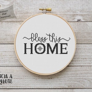 Bless This Home Cross Stitch Pattern | Modern Cross Stitch Pattern | Quote Cross Stitch | Quote Embroidery