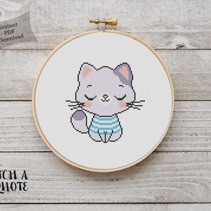 Cat Cross Stitch Pattern Cat Modern Cross Stitch PDF Pattern Cat Cross Stitch Cat Embroidery Instant Download Cute cross stitch