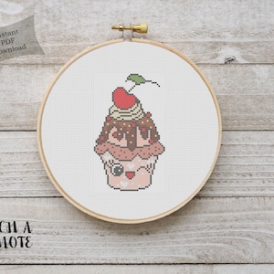 Simple Cross Stitch Cute Cross Stitch Pattern Cupcake Cross Stitch Chart Instant Digital PDF Download Xstitch Kawaii Cross Stitch