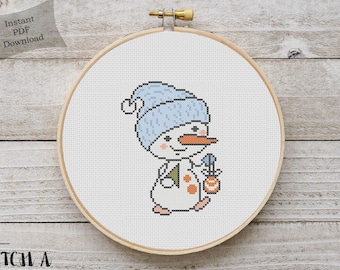 Snowman Cross Stitch Pattern Christmas Cross Stitch Chart Snowman Cross Stitch Instant PDF Download Snowman Cross Stitch Christmas PDF