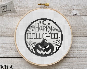 Halloween Cross Stitch Pattern Halloween Simple Cross Stitch Printable PDF Instant Download Chart Halloween Spooky Counted Cross Stitch