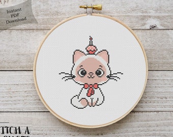 Cat Cross Stitch Pattern Cat Modern Cross Stitch PDF Pattern Cat Cross Stitch Cat Embroidery Instant Download Cute cross stitch