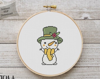 Snowman Cross Stitch Pattern Christmas Cross Stitch Chart Snowman Cross Stitch Instant PDF Download Snowman Cross Stitch Christmas PDF
