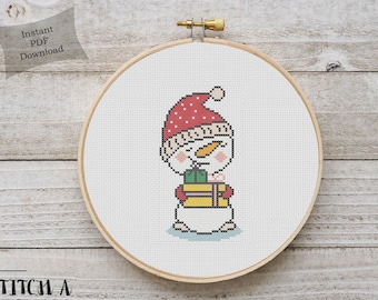 Snowman Cross Stitch Pattern Christmas Cross Stitch Chart Snowman Cross Stitch Instant PDF Download Snowman Cross Stitch Christmas PDF