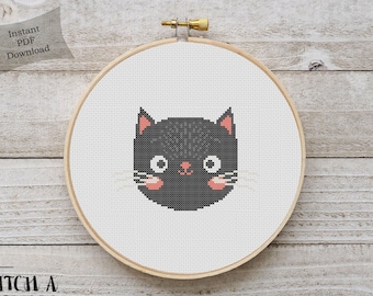 Cat Cross Stitch Pattern Cat Embroidery Simple Cat Cross Stitch Pattern PDF Instant Download Simple Cross Stitch Pattern