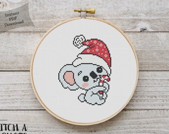 Christmas Cross Stitch Pattern Koala Cross Stitch Printable PDF Instant Download Christmas Cross Stitch Christmas Animal Cross Stitch