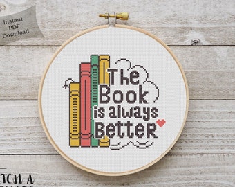 Book Lover Cross Stitch Pattern | Books Cross Stitch | Digital PDF Download | Books Embroidery | Book is Always better Cross Stitch |Xstitch