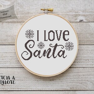 Modern Cross Stitch | I love Santa Counted Cross Stitch Pattern | Printable PDF Chart | Christmas Present | Christmas cross stitch