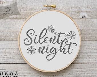 Modern Cross Stitch | Silent Night Counted Cross Stitch Pattern | Printable PDF Chart | Christmas Present | Christmas cross stitch