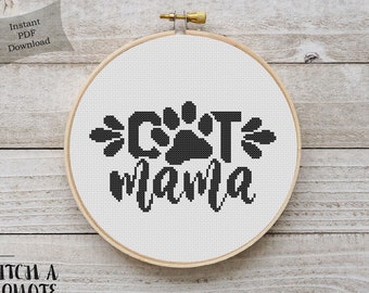 Cat Mama Cross Stitch Pattern | Printable PDF | Instant Download | Pet Mother Cross Stitch | Cross Stitch Present | Modern Cross Stitch