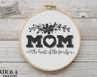 Modern Cross Stitch | Mother Cross Stitch Pattern | Printable PDF | Instant Download | Present for Mother