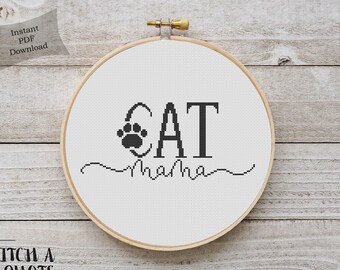 Cat Mama Cross Stitch Pattern | Modern Embroidery (PDF Pattern)