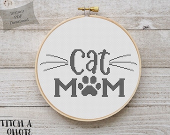 Best Cat Mom Ever Cross Stitch Pattern | Pet Mother Gift (PDF Pattern)