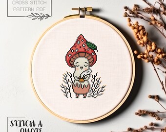 Simple Cross Stitch Pattern Mushroom Counted Cross Stitch Mushroom Embroidery Funny Cross Stitch PDF Pattern Xstitch