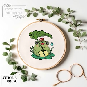 Frog Cross Stitch Pattern Simple Frog Cross Stitch Modern Cross Stitch Instant PDF Download Frog Xstitch Cute Frog Cross Stitch