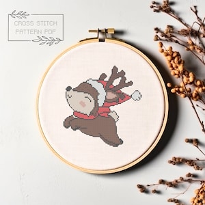 Christmas Cross Stitch Pattern Christmas Cross Stitch Chart Christmas Reindeer Simple Cross Stitch Instant Download Reindeer Cross Stitch