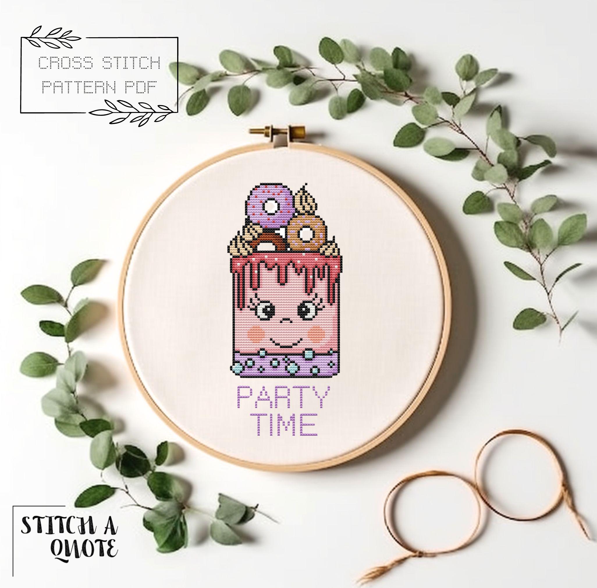 Party Time Cross Stitch Pattern Digital PDF Download Birthday Cake ...